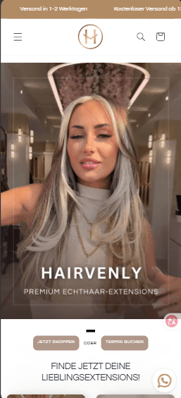 Hairvenly Mobile View