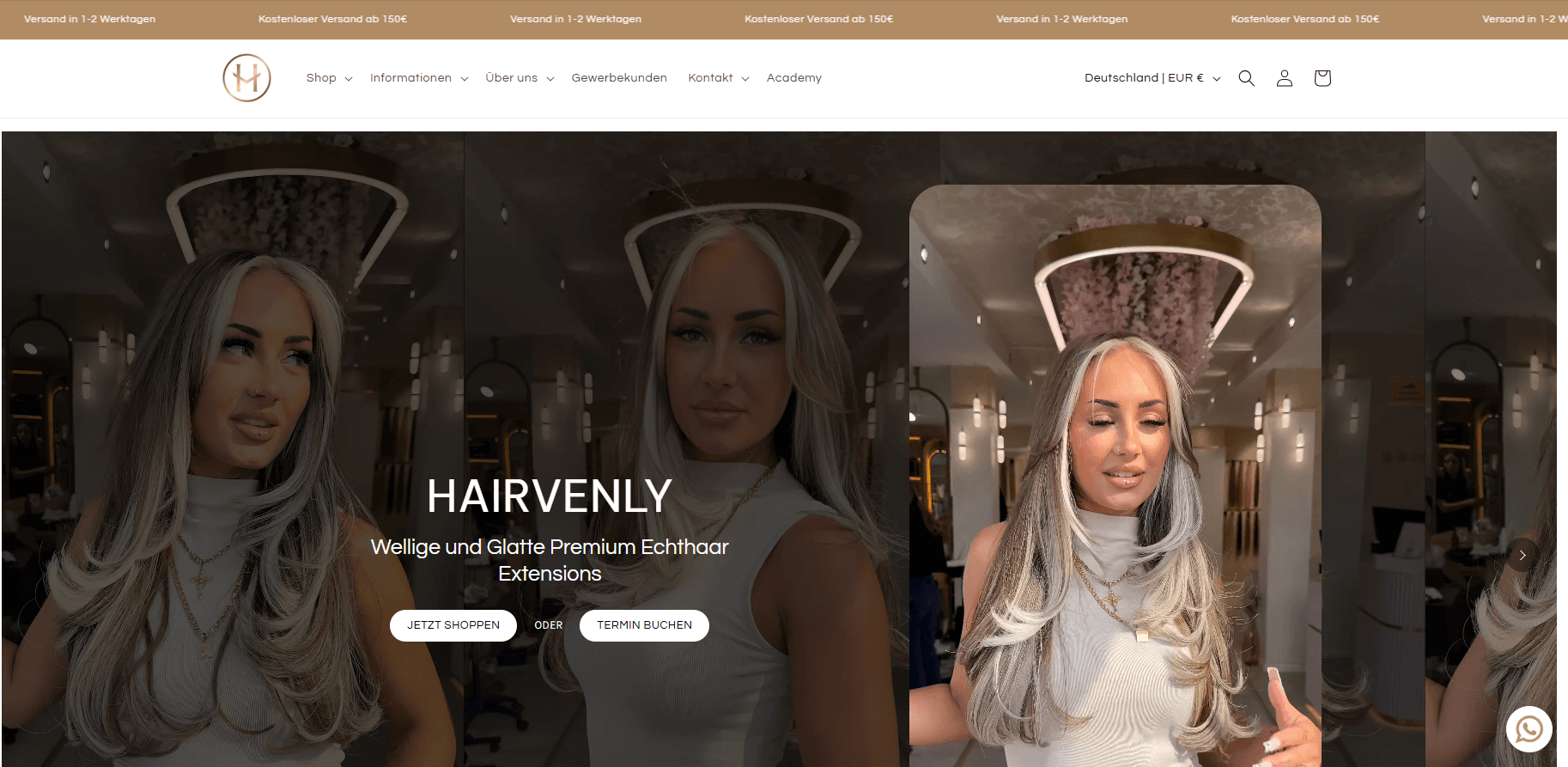 Hairvenly Desktop View